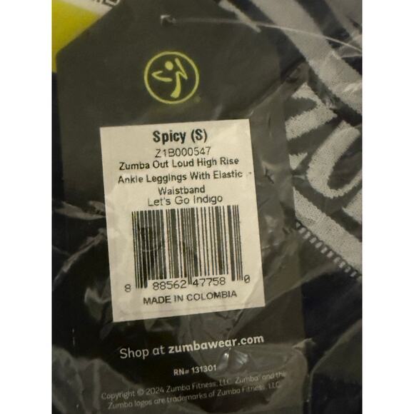 Zumba Out Loud High Rise Ankle Leggings With Elastic Waistband NWT - blue - Picture 3 of 5